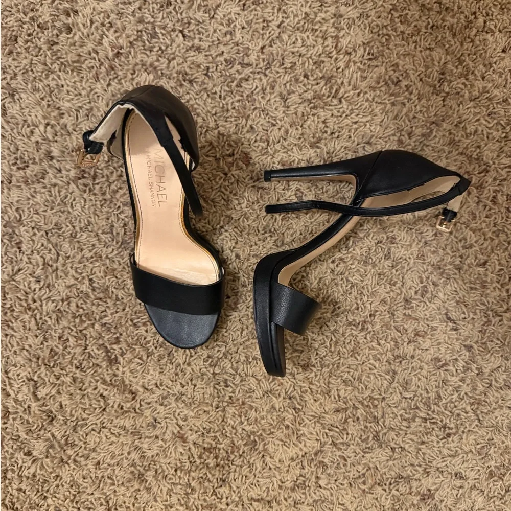 MICHAEL Black Ankle Strap Heels - Picture 1 of 4